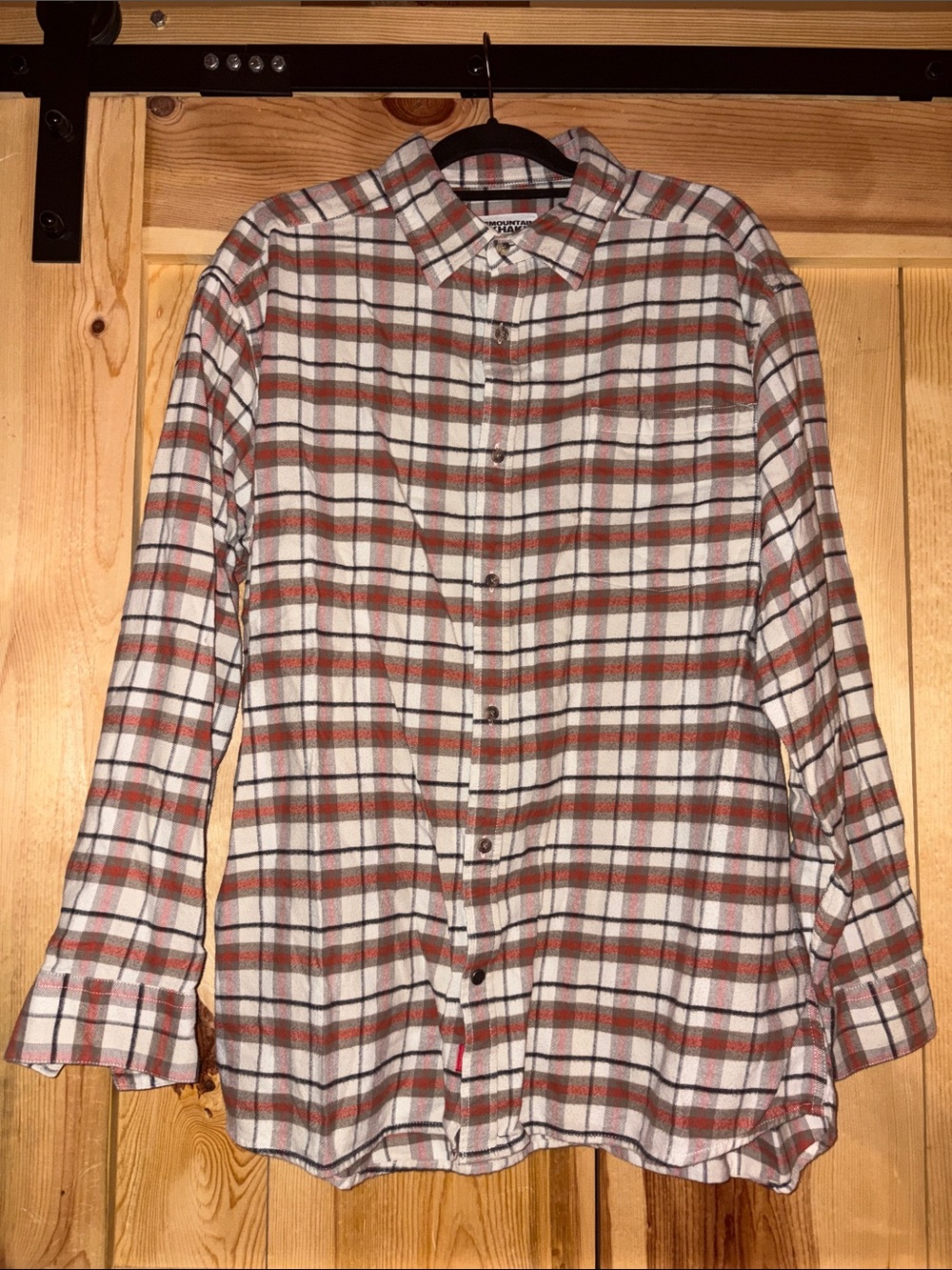 Mountain Khakis Men's Plaid Button-Down Shirt in White, Brown, and Gray